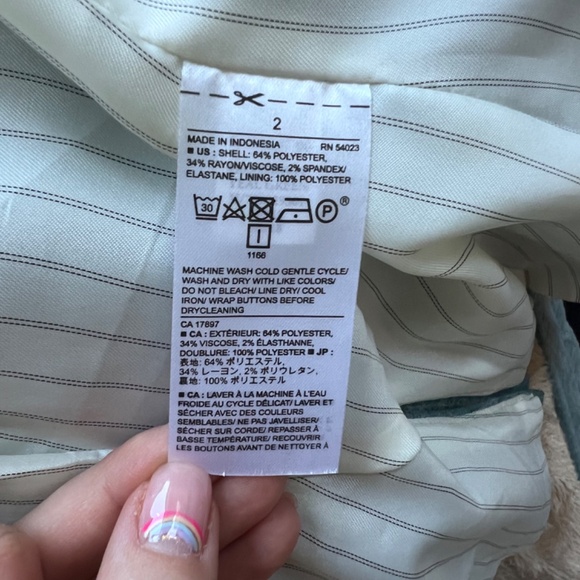 Banana Republic Teal Herringbone Blazer - Size 2 - Picture 4 of 6